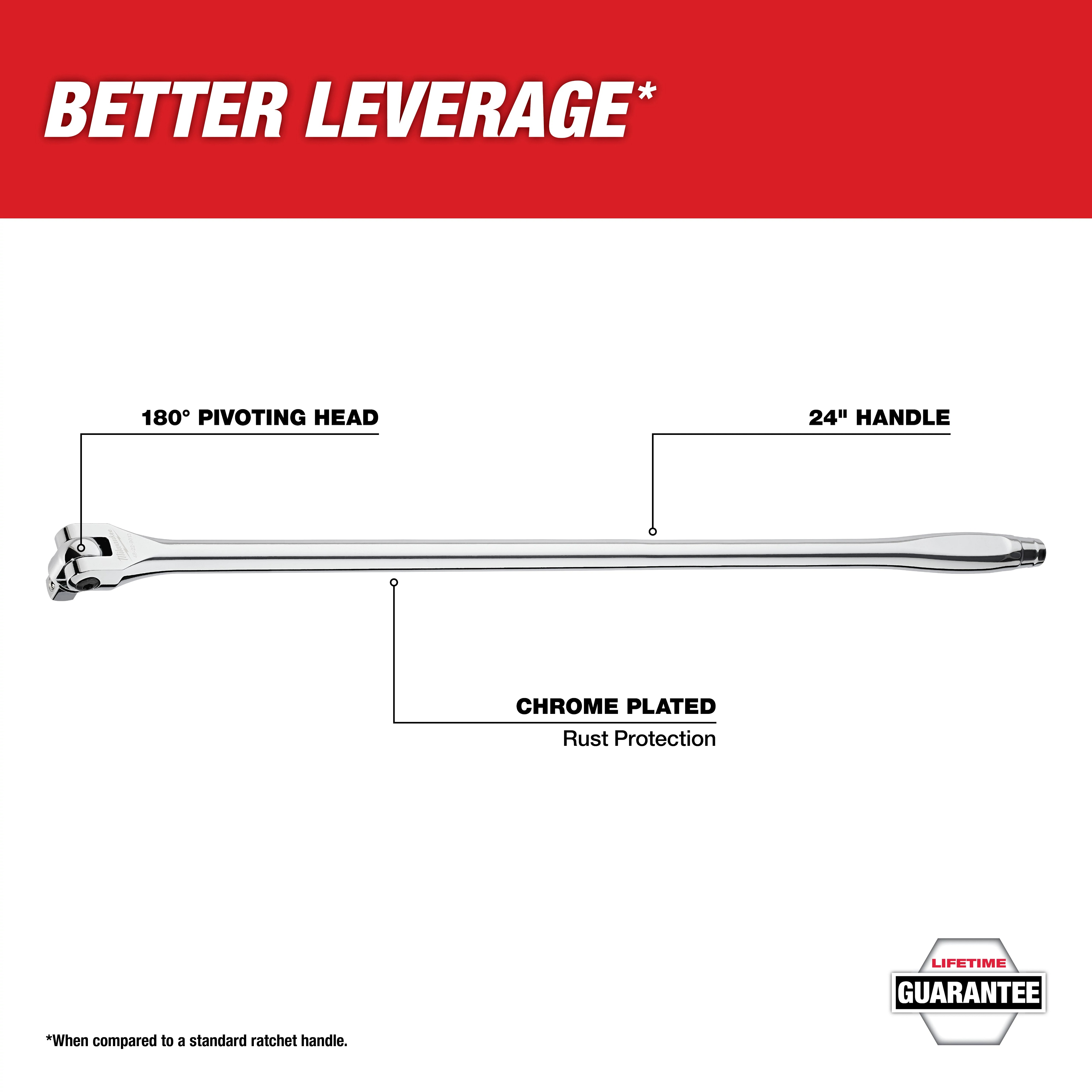 Milwaukee&reg; 48-22-9013 Breaker Bar, 1/2 in Drive, 24 in OAL, Alloy Steel, Polished Chrome